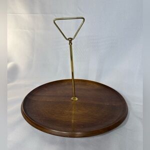 Wood Serving Tray with Removable Brass Handle | Vintage Style